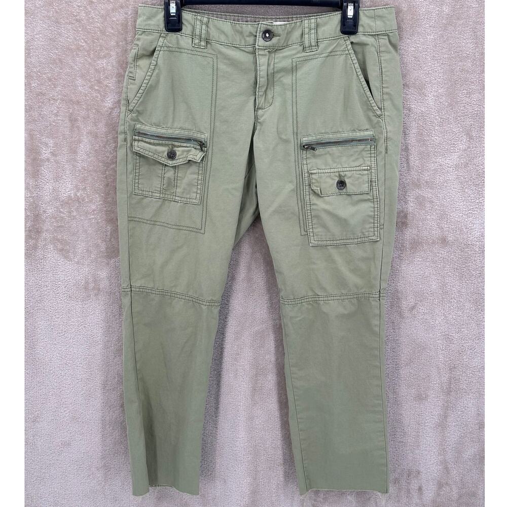 Hei Hei Anthropologie Pants Womens 28 Green Cargo Crop 100% Cotton Summer Beach